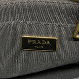 【6fd5348】プラダ トートバッグ カナパ キャンバス ブラック ゴールド金具 2wayバッグ【中古】レディース