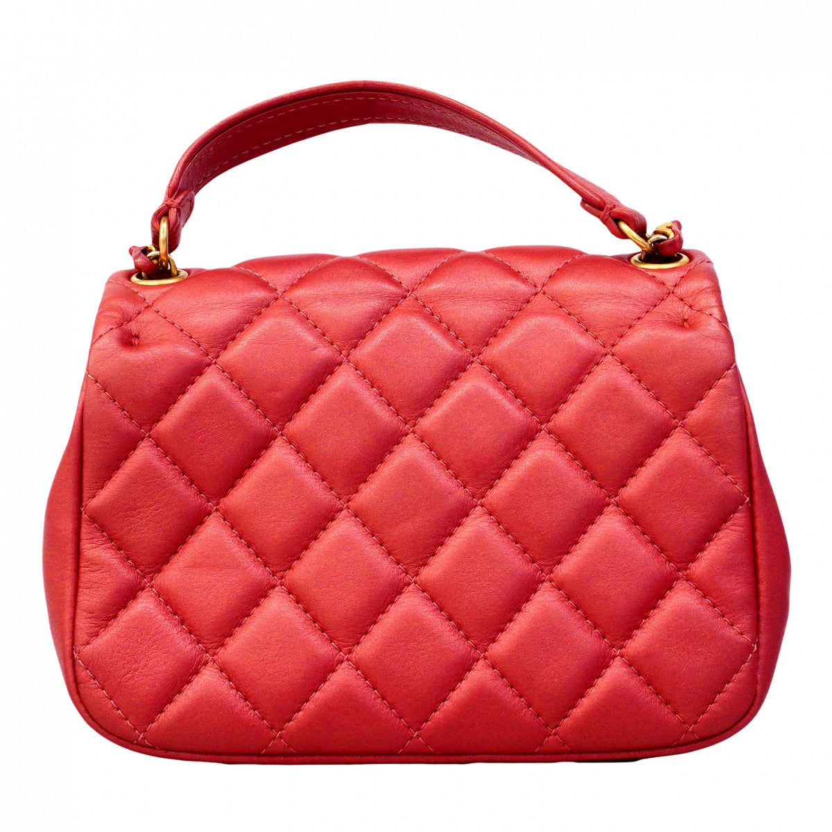 【6fd5364】シャネル ハンドバッグ マトラッセ チェーンショルダー レザー レッド シャンパンゴールド金具 2wayバッグ【中古】レディース