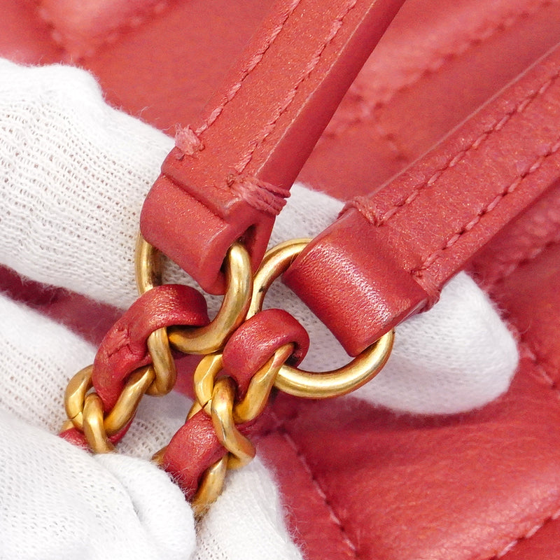 【6fd5364】シャネル ハンドバッグ マトラッセ チェーンショルダー レザー レッド シャンパンゴールド金具 2wayバッグ【中古】レディース