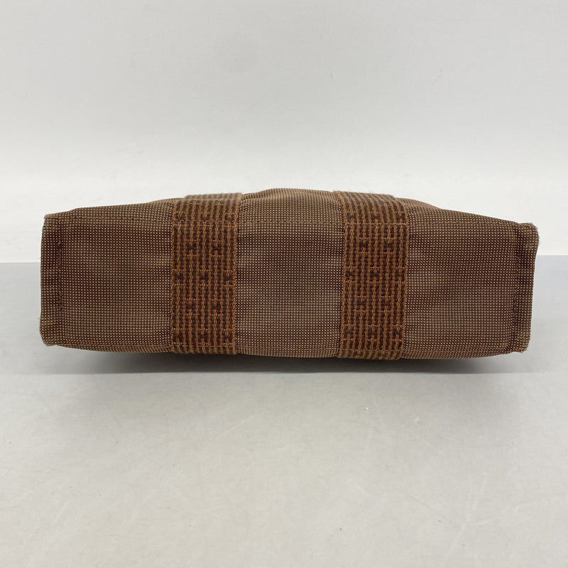 【6fd5382】エルメス トートバッグ エールラインPM キャンバス ブラウン シルバー金具【中古】メンズ レディース ユニセックス