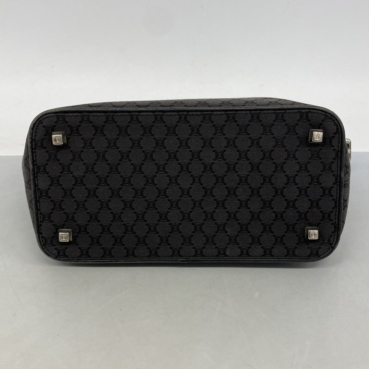 【6fd5383】セリーヌ ハンドバッグ マカダム キャンバス ブラック シルバー金具【中古】レディース