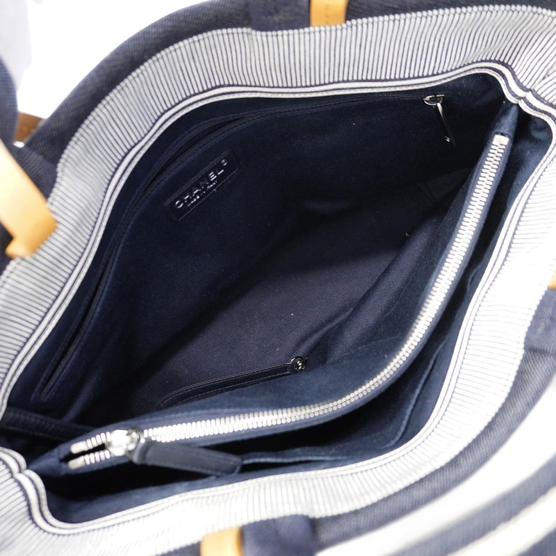【6fd5392-k】シャネル トートバッグ デニム ネイビー シルバー金具 2wayバッグ【中古】レディース