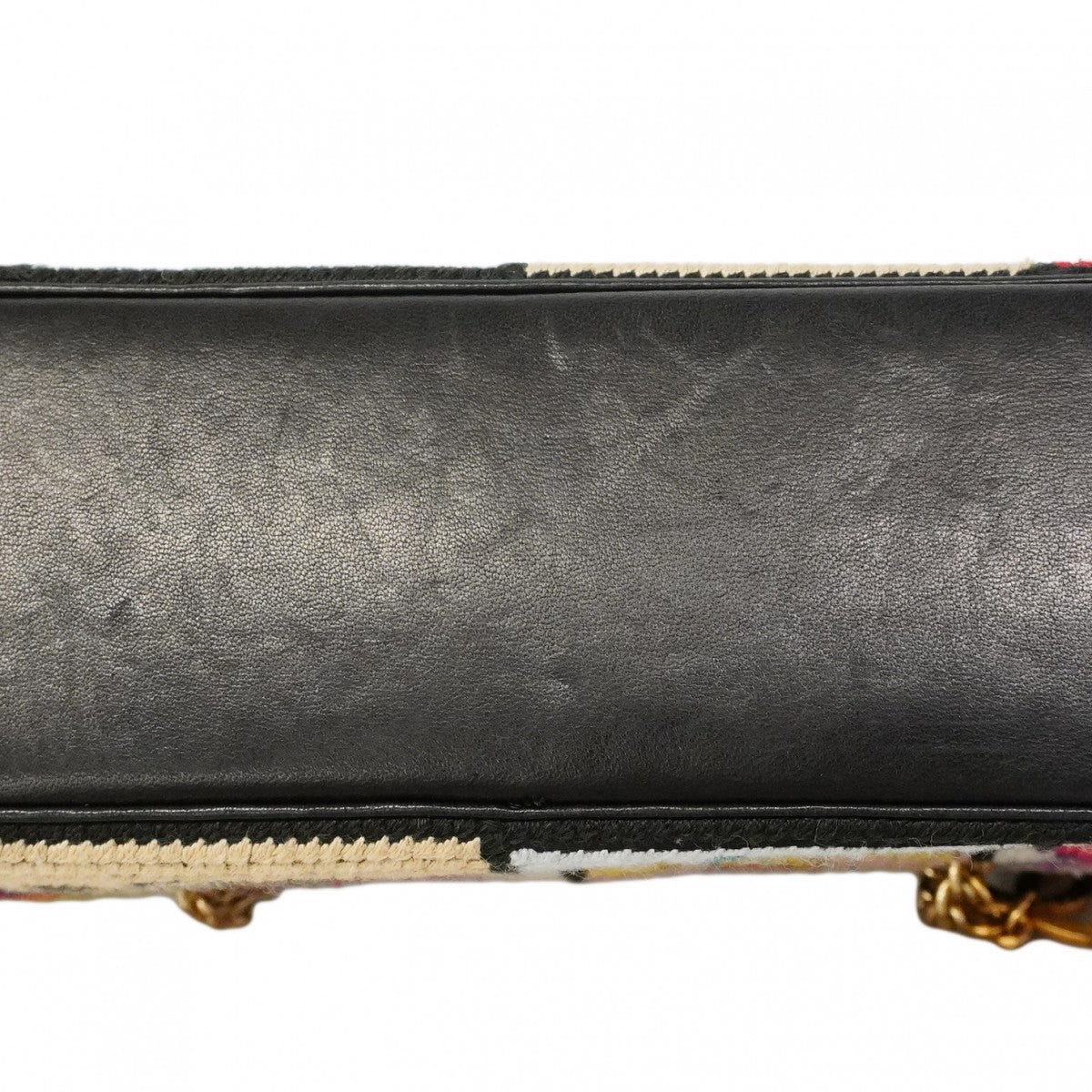 【6fd5393-k】シャネル ショルダーバッグ アイコン チェーンショルダー ウール マルチカラー シャンパンゴールド金具【中古】レディース