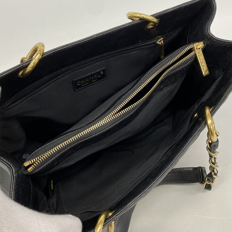 【6fd5408-k】シャネル チェーントート マトラッセ キャビアスキン ブラック ゴールド金具【中古】レディース