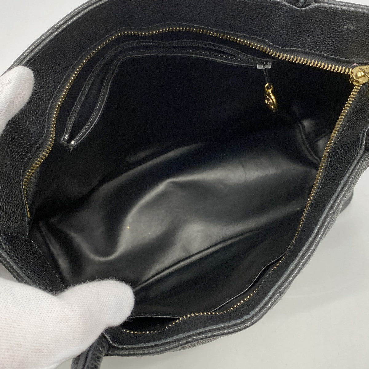 【6fd5409-k】シャネル トートバッグ 復刻トート キャビアスキン ブラック ゴールド金具【中古】レディース