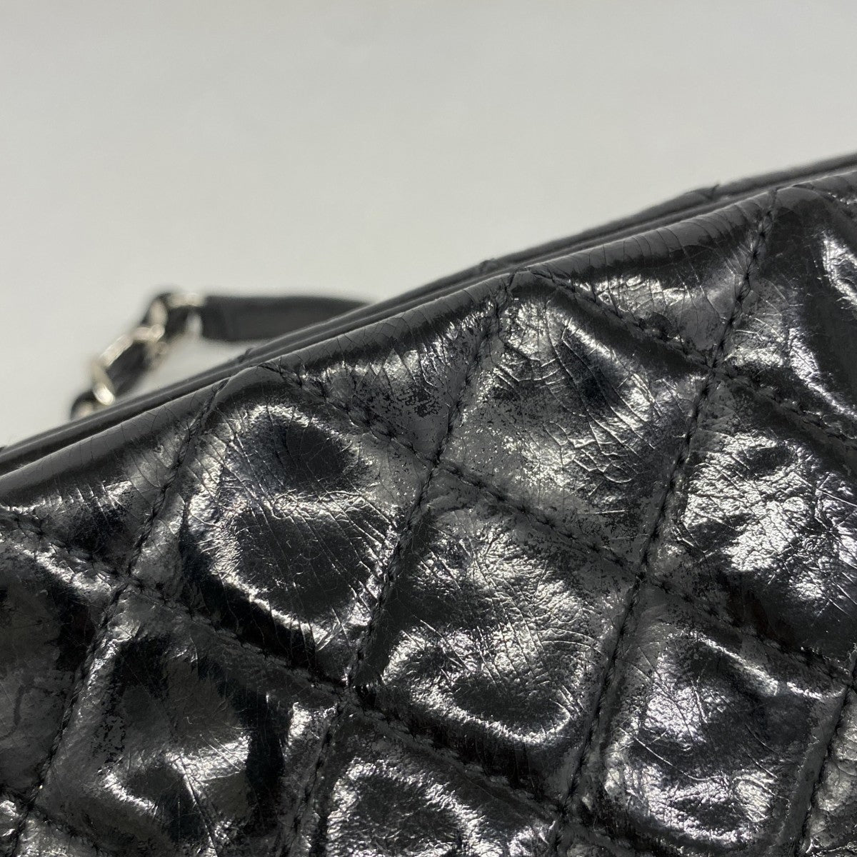 【6fd5412-k】シャネル ショルダーバッグ マドモアゼル チェーンショルダー パテントレザー ブラック シルバー金具【中古】レディース
