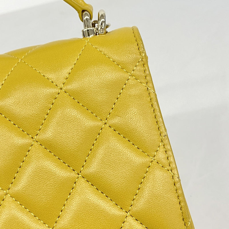 【6fd5413-k】シャネル ハンドバッグ ミニマトラッセ チェーンショルダー ラムスキン イエロー シャンパンゴールド金具 2wayバッグ【中古】レディース