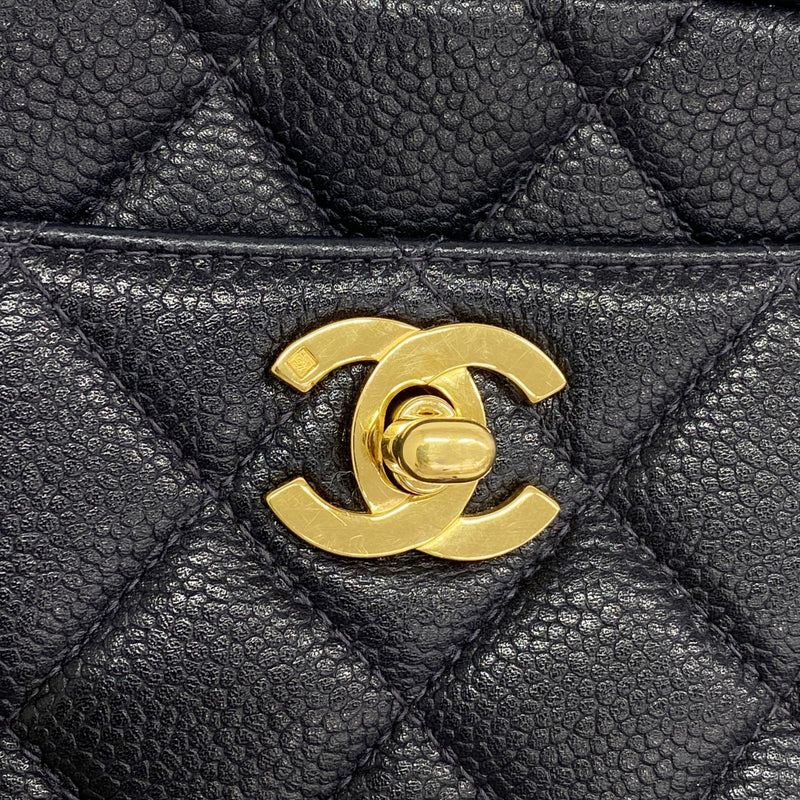 【6fd5426】シャネル ショルダーバッグ マトラッセ チェーンショルダー キャビアスキン ネイビー ゴールド金具【中古】レディース