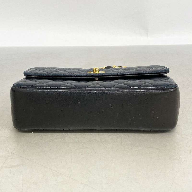 【6fd5427】シャネル ショルダーバッグ ミニマトラッセ チェーンショルダー ラムスキン ブラック ゴールド金具【中古】レディース
