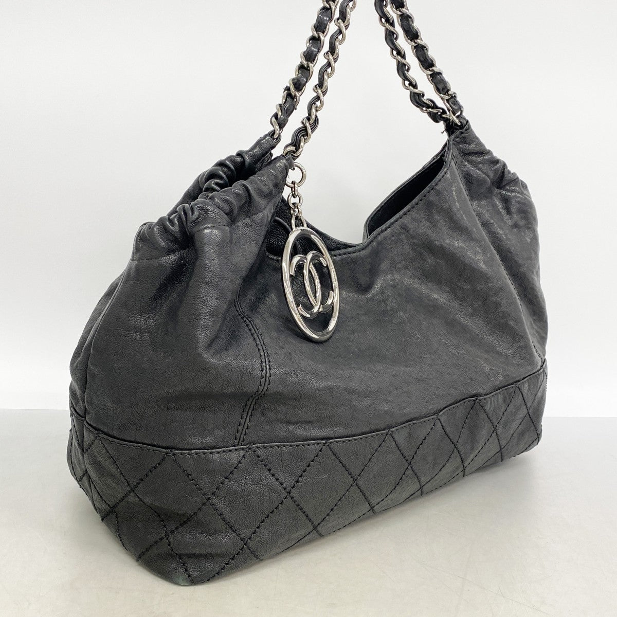 【6fd5428】シャネル チェーントート ココカバス レザー ブラック シルバー金具【中古】レディース
