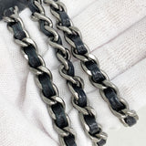 【6fd5431】シャネル ショルダーバッグ チョコバー チェーンショルダー ラムスキン ブラック シルバー金具【中古】レディース