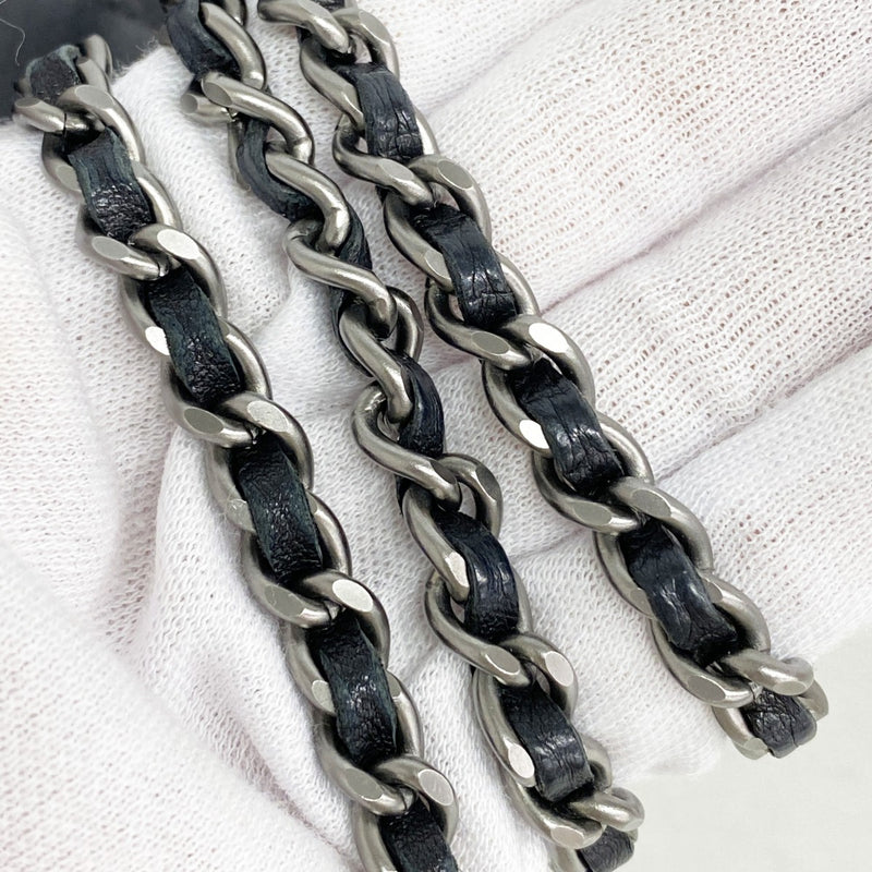 【6fd5431】シャネル ショルダーバッグ チョコバー チェーンショルダー ラムスキン ブラック シルバー金具【中古】レディース