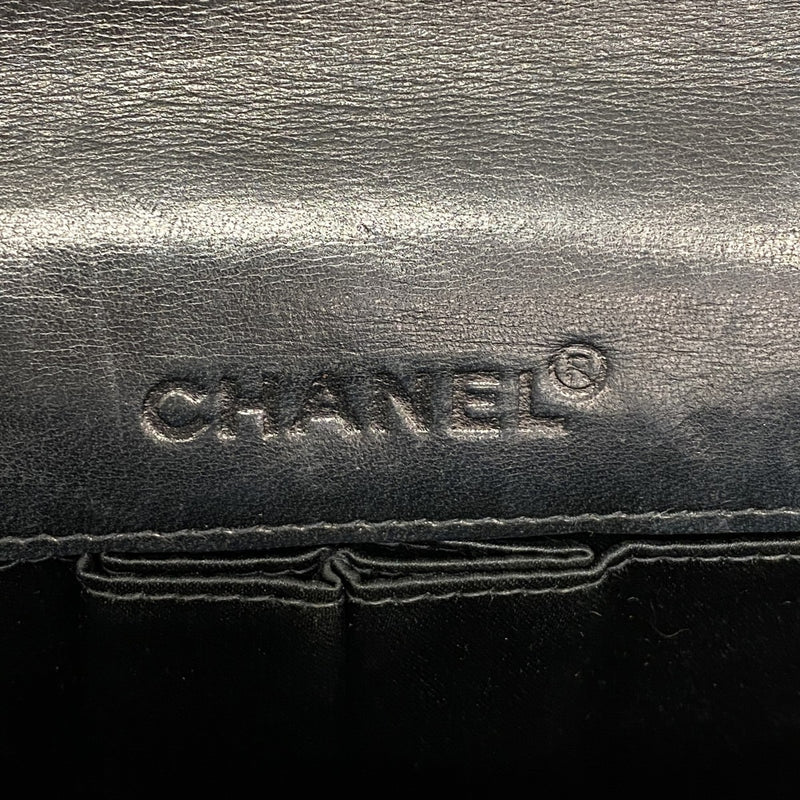 【6fd5431】シャネル ショルダーバッグ チョコバー チェーンショルダー ラムスキン ブラック シルバー金具【中古】レディース