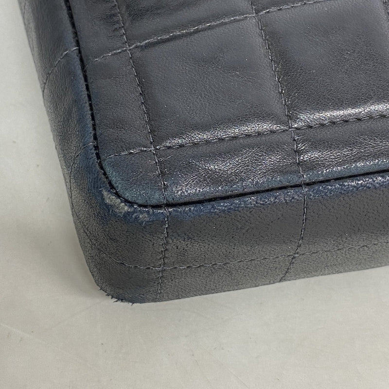 【6fd5431】シャネル ショルダーバッグ チョコバー チェーンショルダー ラムスキン ブラック シルバー金具【中古】レディース