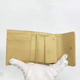 【6fd5433】シャネル 三つ折り財布 マトラッセ ラムスキン ベージュ シルバー金具【中古】レディース