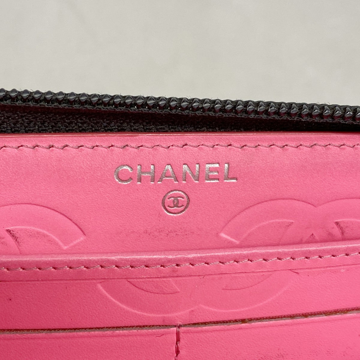 【6fd5436】シャネル 長財布 カンボン ラムスキン パテントレザー ブラック シルバー金具【中古】レディース