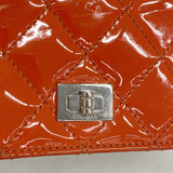 【6fd5437】シャネル 長財布 2.55/マトラッセ パテントレザー オレンジ シルバー金具【中古】レディース