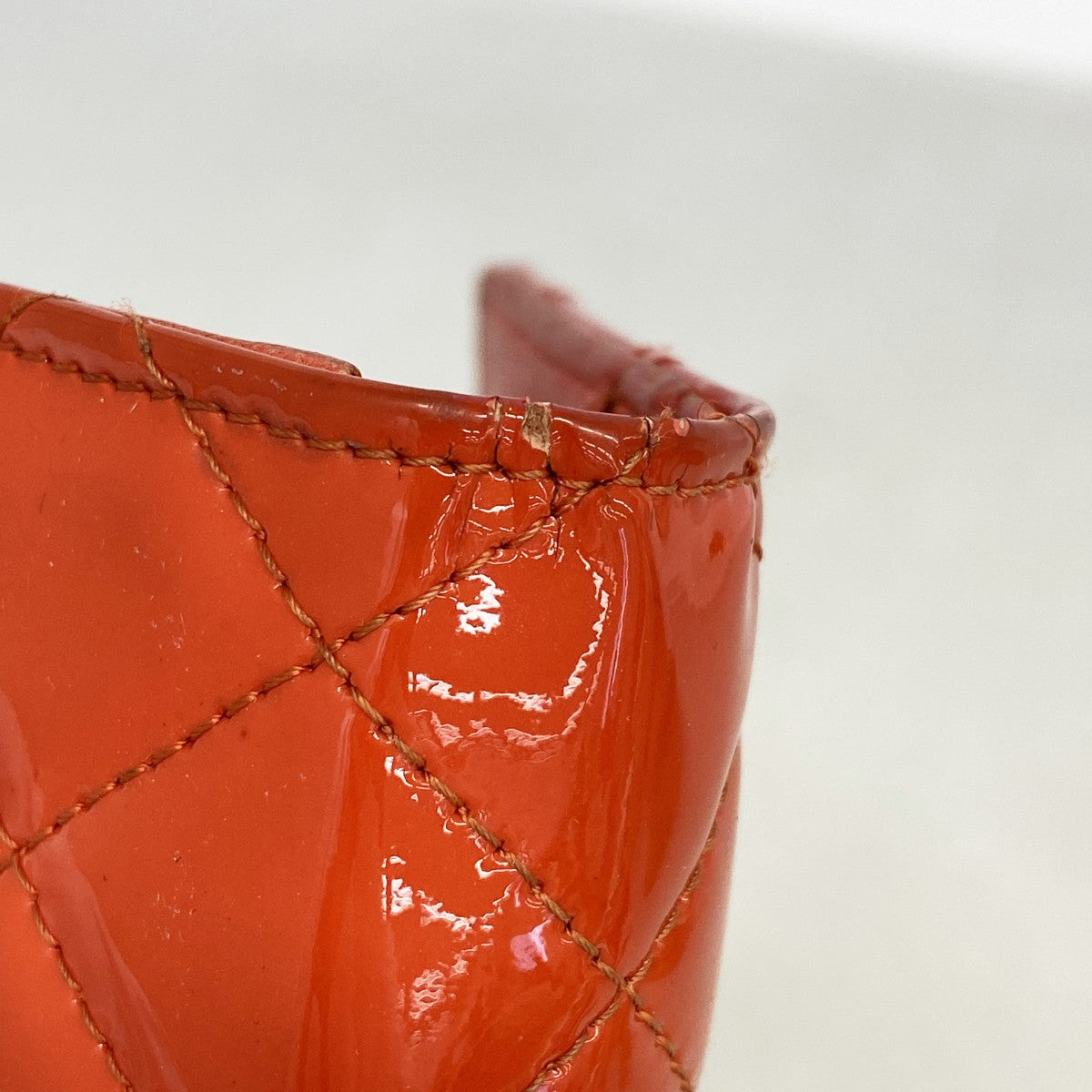 【6fd5437】シャネル 長財布 2.55/マトラッセ パテントレザー オレンジ シルバー金具【中古】レディース