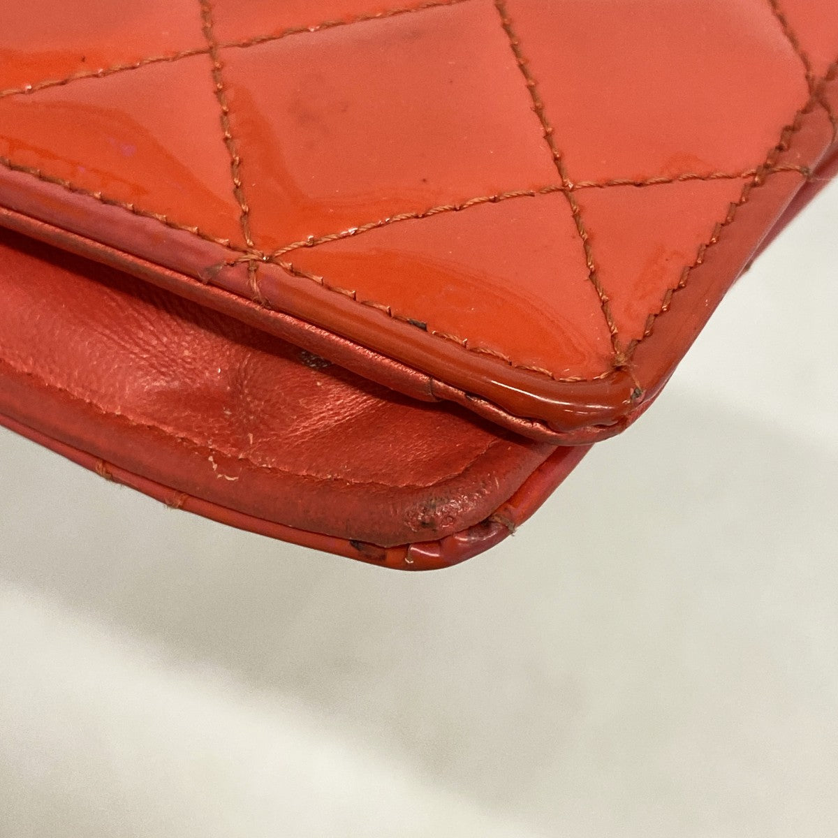 【6fd5437】シャネル 長財布 2.55/マトラッセ パテントレザー オレンジ シルバー金具【中古】レディース