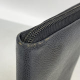 【6fd5438】シャネル 長財布 キャビアスキン ブラック ゴールド金具【中古】レディース