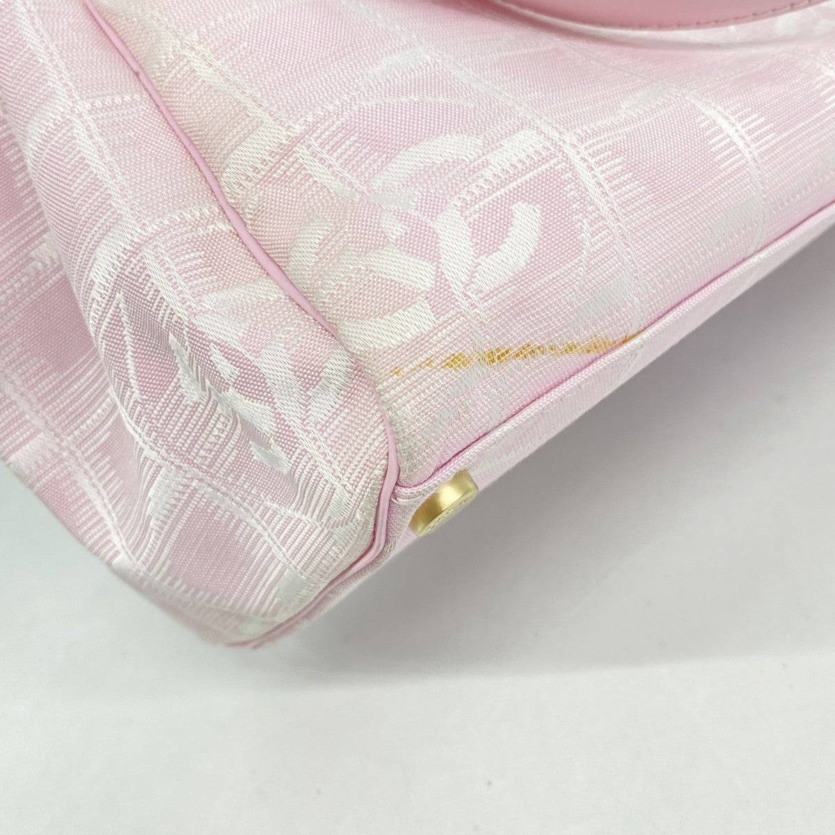 【6fd5456-k】シャネル ハンドバッグ ニュートラベル ナイロン ピンク シルバー ゴールド金具【中古】レディース