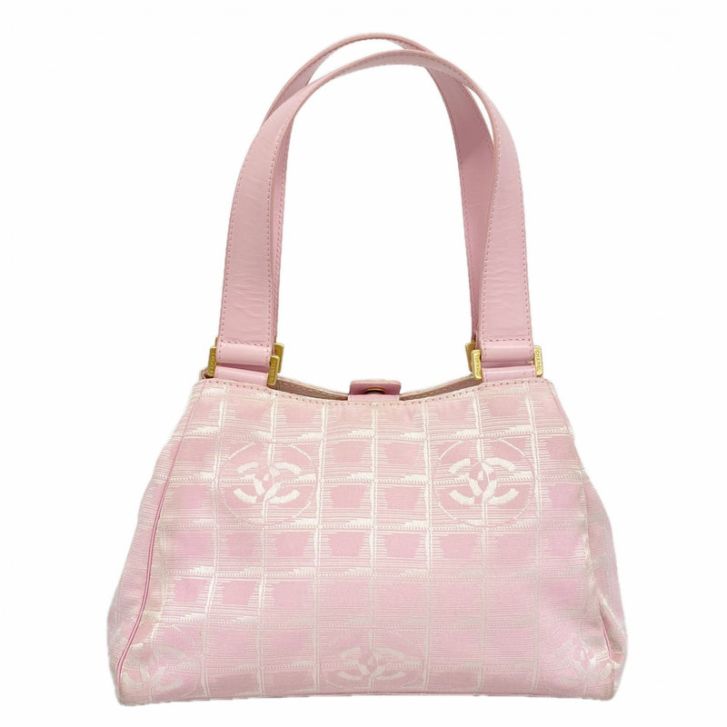 【6fd5456-k】シャネル ハンドバッグ ニュートラベル ナイロン ピンク シルバー ゴールド金具【中古】レディース