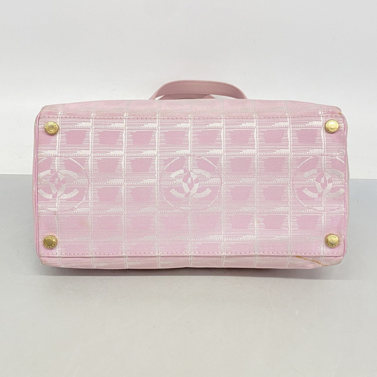 【6fd5456-k】シャネル ハンドバッグ ニュートラベル ナイロン ピンク シルバー ゴールド金具【中古】レディース