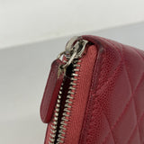 【6fd5457-k】シャネル 長財布 マトラッセ キャビアスキン レッド シルバー金具【中古】レディース