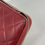 【6fd5457-k】シャネル 長財布 マトラッセ キャビアスキン レッド シルバー金具【中古】レディース