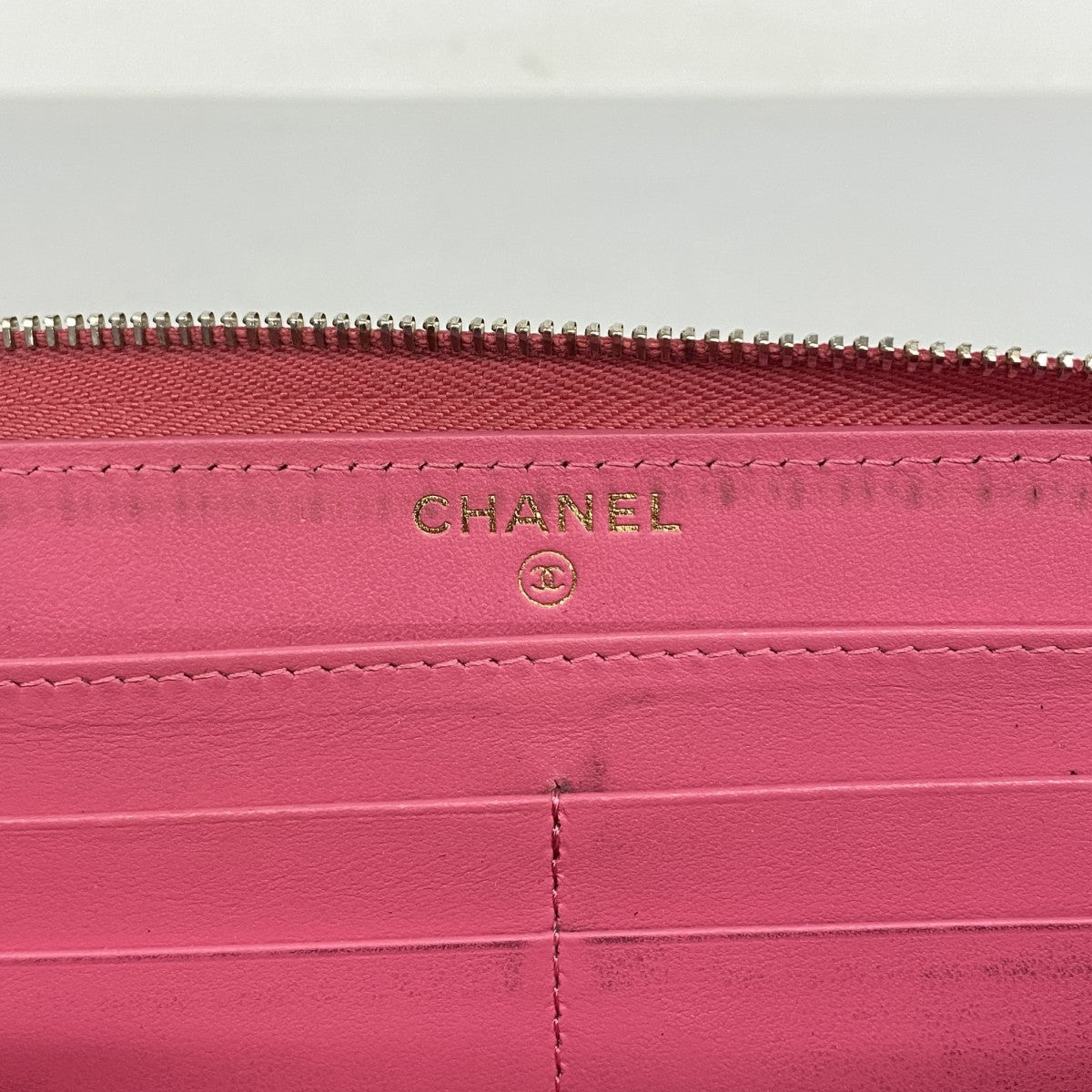【6fd5458-k】シャネル 長財布 マトラッセ キャビアスキン ピンク ゴールド金具【中古】レディース