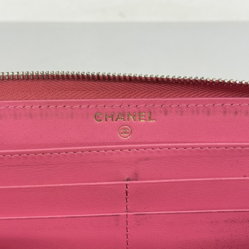 【6fd5458-k】シャネル 長財布 マトラッセ キャビアスキン ピンク ゴールド金具【中古】レディース