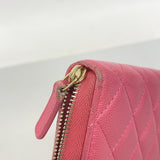【6fd5458-k】シャネル 長財布 マトラッセ キャビアスキン ピンク ゴールド金具【中古】レディース