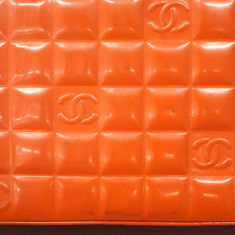 【6fd5462】シャネル トートバッグ チョコバー パテントレザー ピンク オレンジ シャンパンゴールド金具【中古】レディース