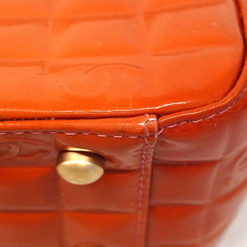 【6fd5462】シャネル トートバッグ チョコバー パテントレザー ピンク オレンジ シャンパンゴールド金具【中古】レディース
