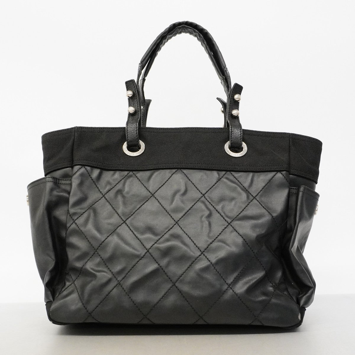 【6fd5463】シャネル トートバッグ パリビアリッツ キャンバス ブラック シルバー金具【中古】レディース
