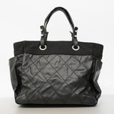 【6fd5463】シャネル トートバッグ パリビアリッツ キャンバス ブラック シルバー金具【中古】レディース