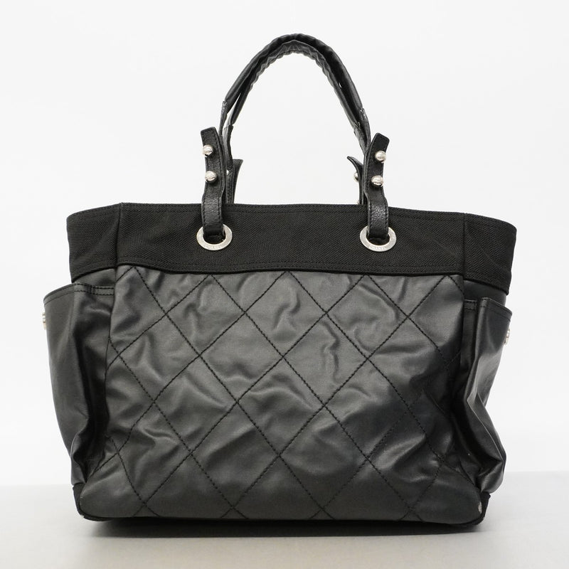 【6fd5463】シャネル トートバッグ パリビアリッツ キャンバス ブラック シルバー金具【中古】レディース