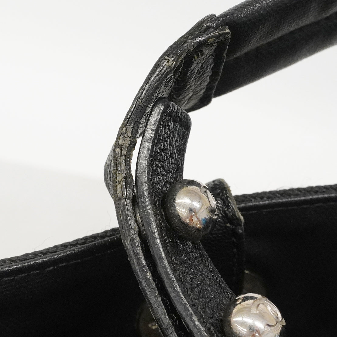 【6fd5463】シャネル トートバッグ パリビアリッツ キャンバス ブラック シルバー金具【中古】レディース