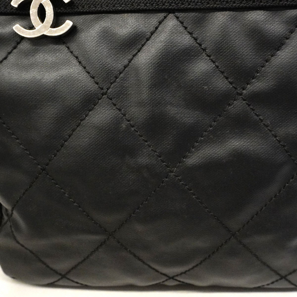 【6fd5464】シャネル トートバッグ パリビアリッツ キャンバス ブラック シルバー金具【中古】レディース