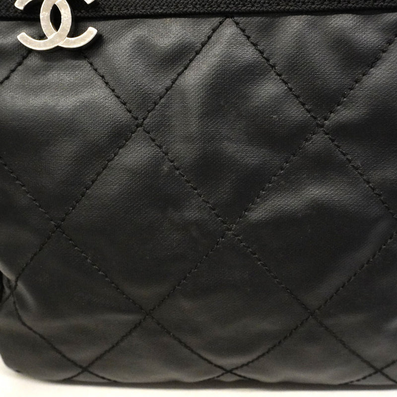 【6fd5464】シャネル トートバッグ パリビアリッツ キャンバス ブラック シルバー金具【中古】レディース