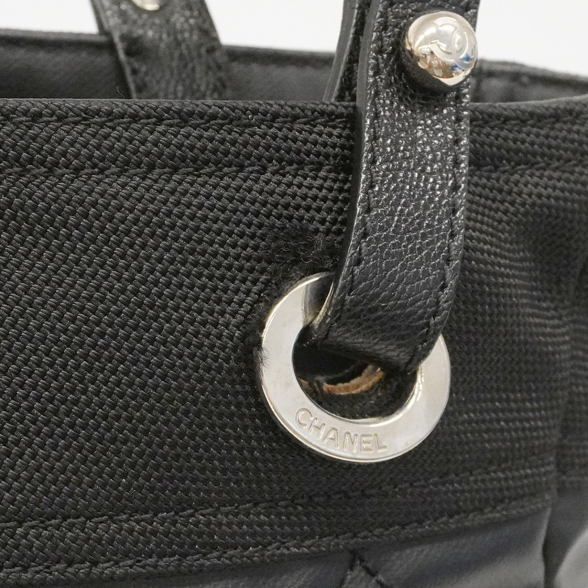 【6fd5464】シャネル トートバッグ パリビアリッツ キャンバス ブラック シルバー金具【中古】レディース