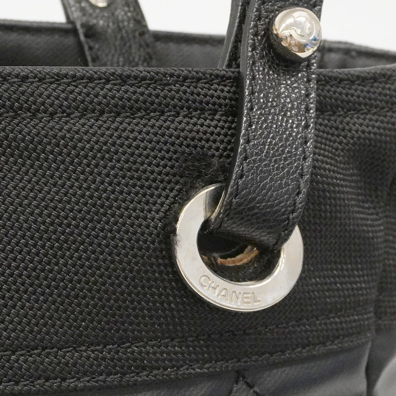 【6fd5464】シャネル トートバッグ パリビアリッツ キャンバス ブラック シルバー金具【中古】レディース