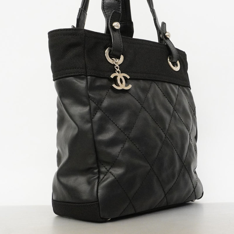 【6fd5464】シャネル トートバッグ パリビアリッツ キャンバス ブラック シルバー金具【中古】レディース