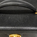 【6fd5468】シャネル バニティバッグ キャビアスキン ブラック ゴールド金具【中古】レディース