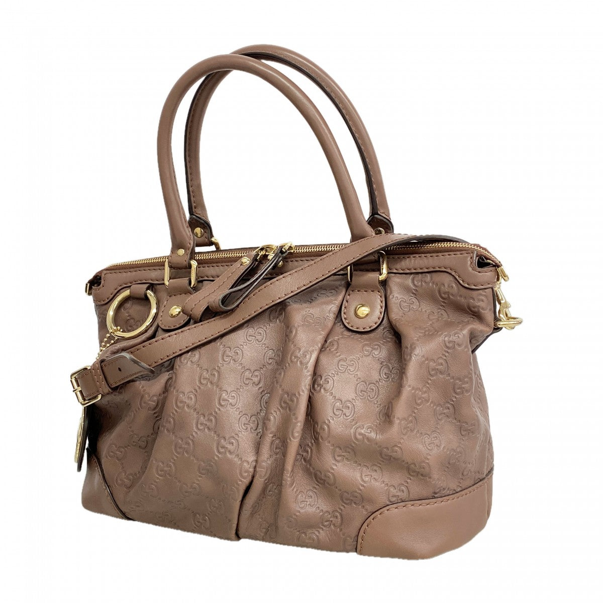 【6fd5494-k】グッチ トートバッグ グッチシマ スーキー 247902 レザー ローズブラウン シャンパンゴールド金具 2wayバッグ【中古】レディース
