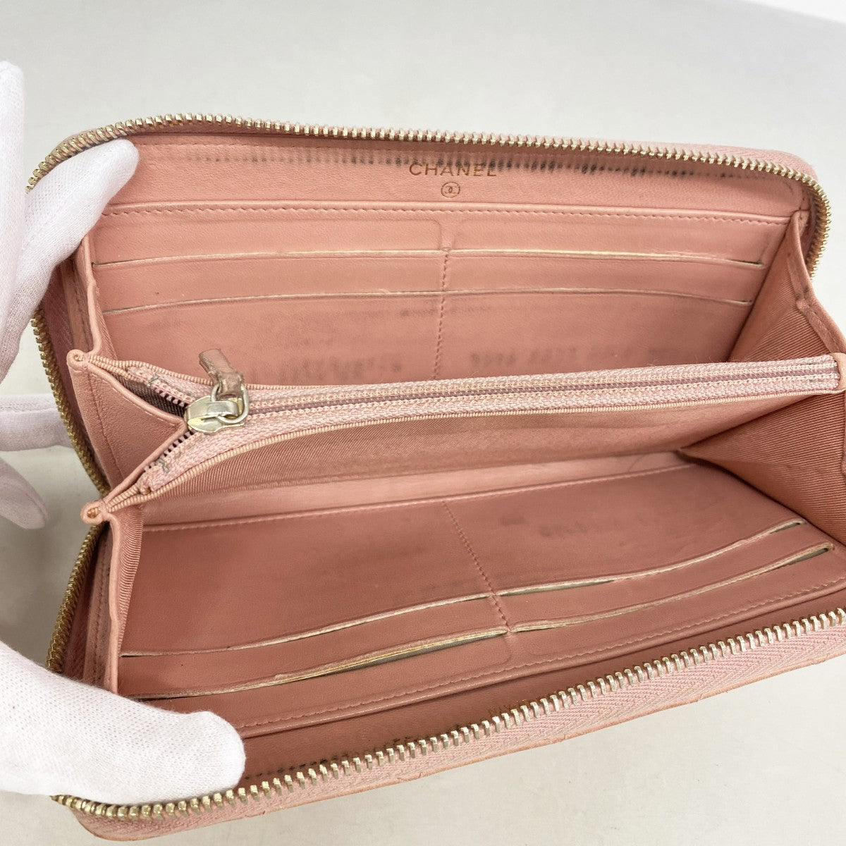 【6fd5499-k】シャネル 長財布 マトラッセ ラムスキン ピンク ゴールド金具【中古】レディース
