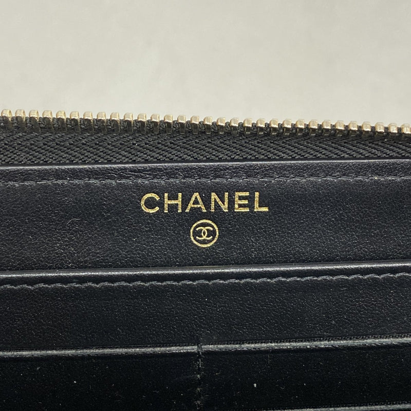 【6fd5500-k】シャネル 長財布 CCフィリグリー キャビアスキン ボルドー ブラック ゴールド金具【中古】レディース