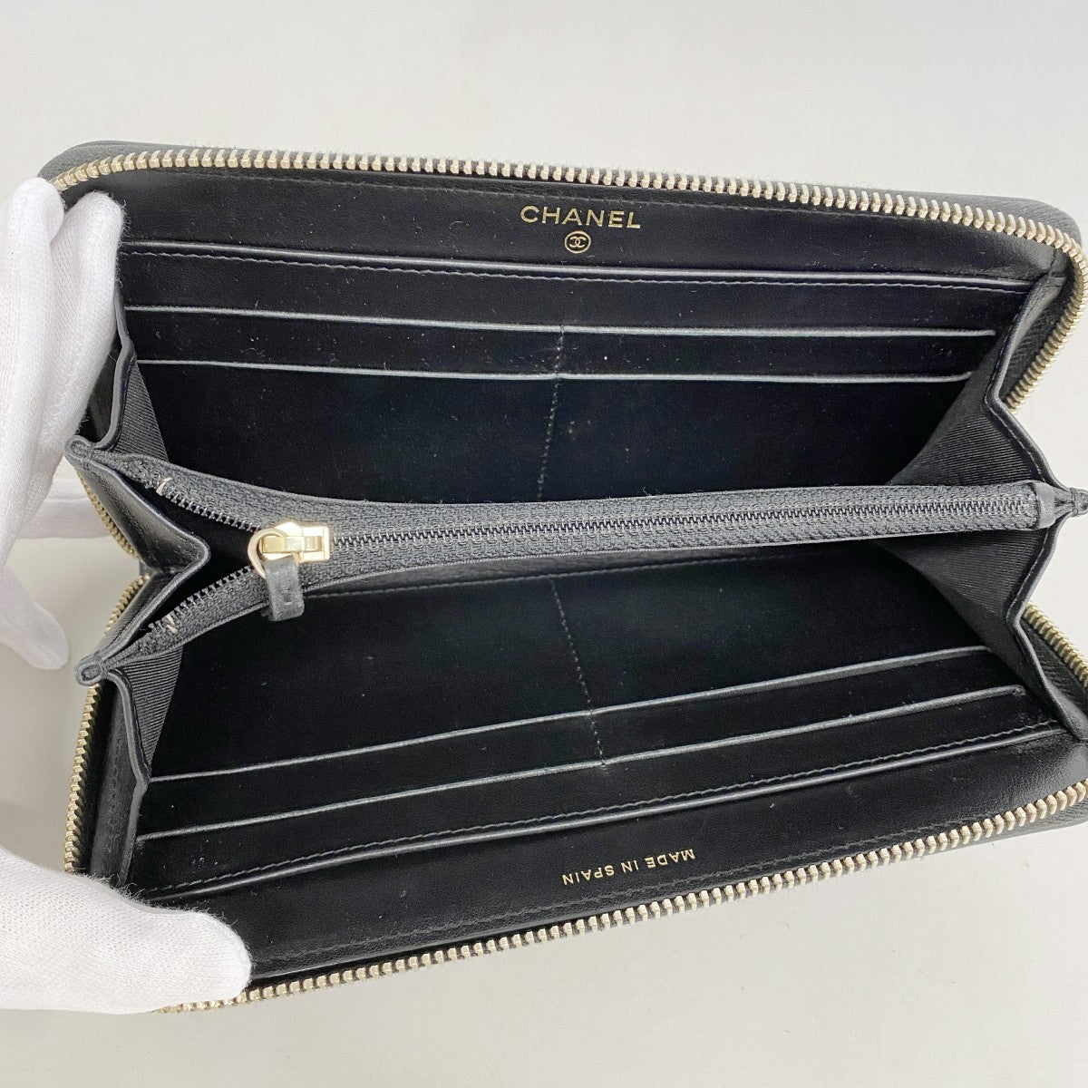 【6fd5500-k】シャネル 長財布 CCフィリグリー キャビアスキン ボルドー ブラック ゴールド金具【中古】レディース