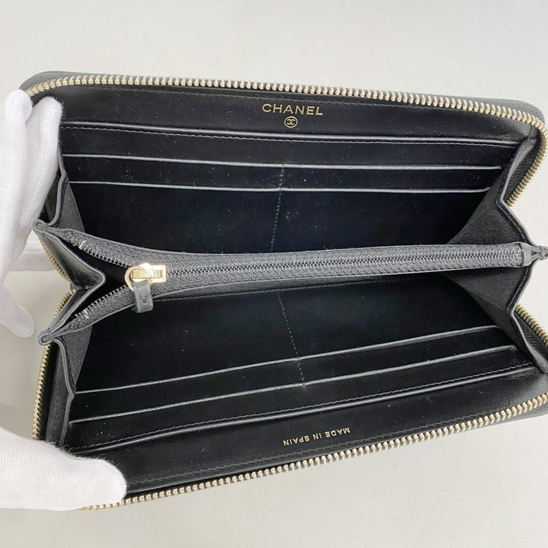 【6fd5500-k】シャネル 長財布 CCフィリグリー キャビアスキン ボルドー ブラック ゴールド金具【中古】レディース
