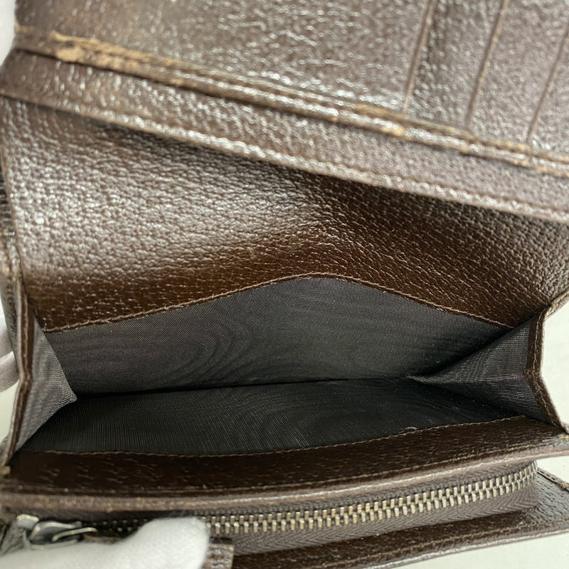 【6fd5511-k】グッチ 財布 GGキャンバス 154258 キャンバス ブラウン シルバー金具【中古】レディース